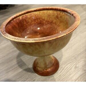 Haeger Pottery #808 Mid Century Gold Glazed Pedestal Planter Bowl Vase Fall